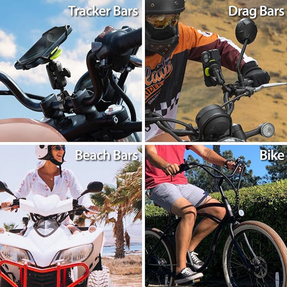 Bone Moto Tie Connect Kit 3 - Handlebar, Magnetic Motorcycle Phone Mount, Detachable & 360° Rotatable, Heavy Duty & Shock-Absorbing Scooter iPhone Holder for 4.7"–7.2" Smartphones (Handlebar)