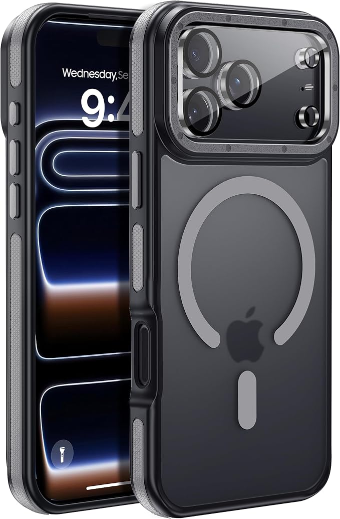 Strong Magnetic for iPhone 17 Pro case with Camera Lens Protector [10Ft Military-Grade Protection] Compatible with fit MagSafe Shockproof Slim Thin Cover case for iPhone 17 Pro 6.3 inch, Gray