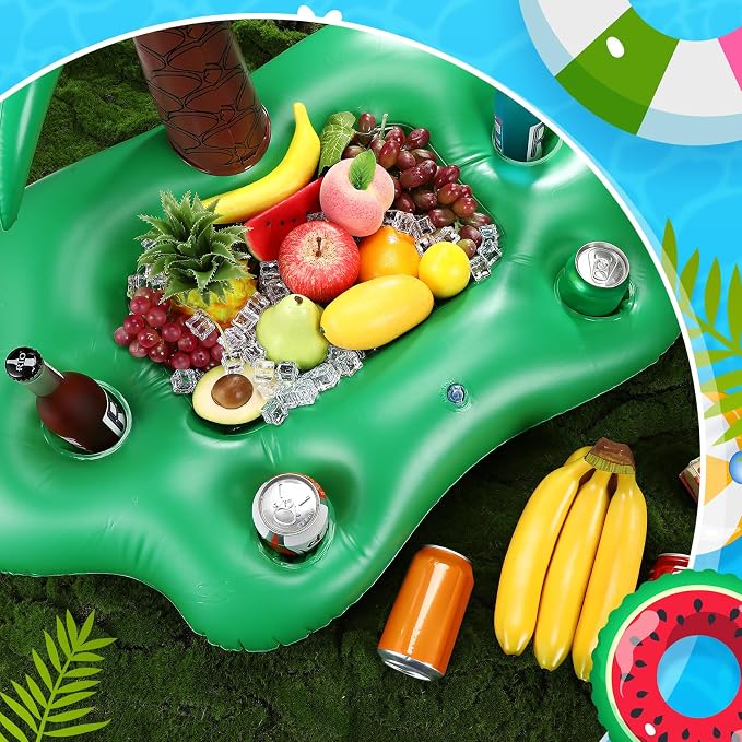 FillTouch Floating Drink Holder for Pool, Floating Cabana Bar, Hot Tub Drink Holder for Adults, Inflatable Pool Accessories(Coconut Tree)