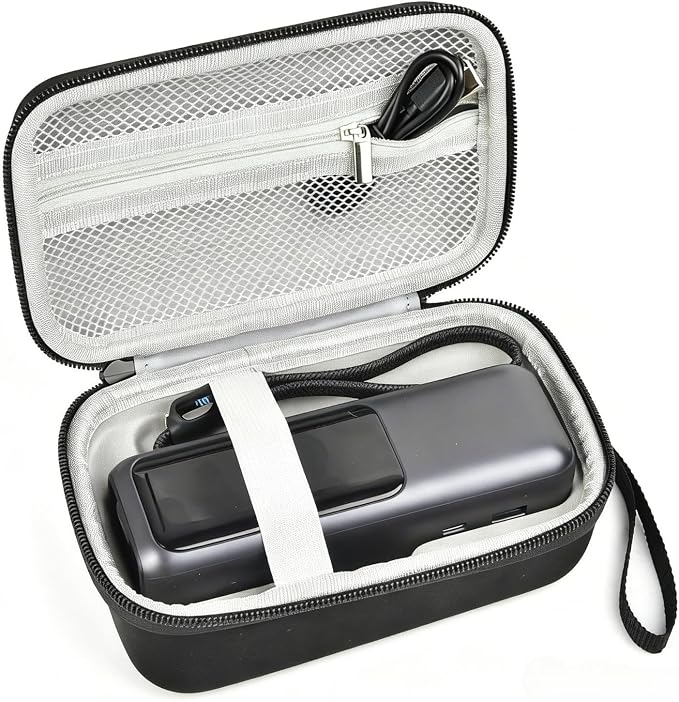 GWCASE Power Bank Travel Case, Custom Fit for Anker 25000mAh Portable Charger A1695 / Zolo 165W, Shockproof Hard Shell Storage Box with Inner Tray & Carry Strap (Black)