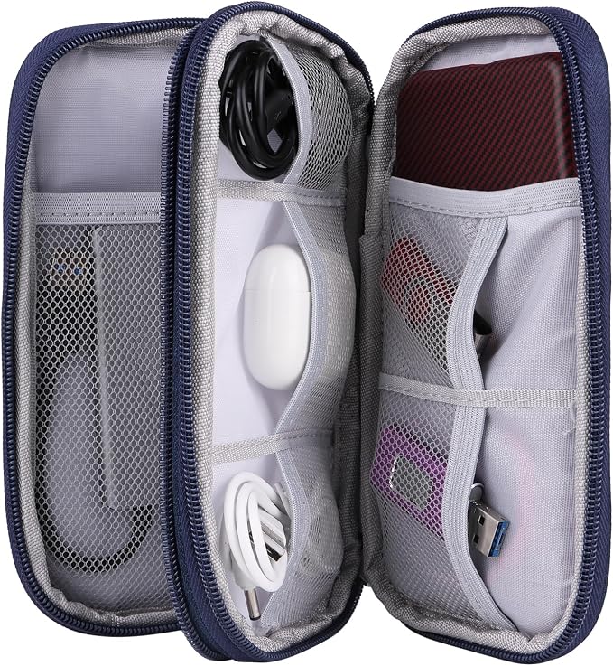 JIAKAI Travel Cable Organizer Electronics Accessories Bag for Charger, Phone, memory card,Travel Gadget Bag-Blue