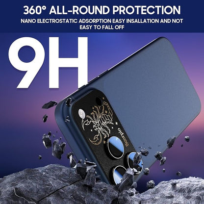 2 Pack Camera Lens Protector for iPhone 17 Pro Max,Capricorn Pattern, AR 360-Degree Protection,Drop Protection,Anti Scratch Full-Coverage,Camera Transmfttance HD,Easy Installation, Black