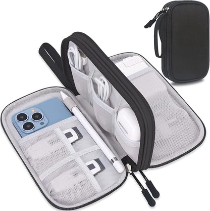 Lacdo Electronic Organizer, Travel Cable Organizer Bag Pouch Tech Electronic Accessories Carry Case Portable Double Layers Charger Case for Cable, Cords, Charger, Phone, Power Bank, Earphone, Black
