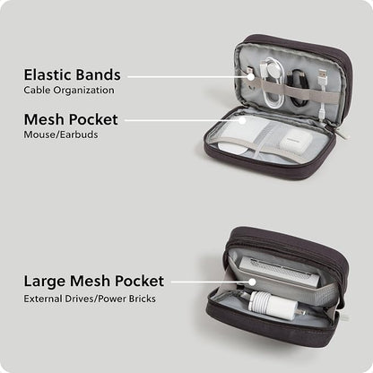 U Brands Canvas Tech Organizer Pouch 9 Compartments, 7.8 x 5 Inch Cable Organizer Bag for Travel, Cord Organizer for Cables, Earbuds, Flash Drives and Accessories – Slate