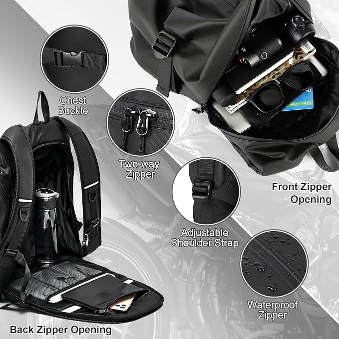 Motorcycle Helmet Backpack, Luggage Backpack for Men, Motorcycle accessories, Motorbike Riding Bags, Bikers backpack, Large Capacity Laptop Bag