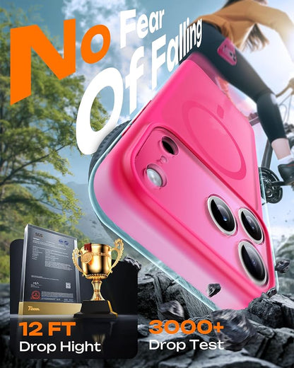 TOCOL for iPhone 17 Pro Max Case, Compatible with Magsafe Charger, Full Camera Protection, Translucent Matte for iPhone 17 Pro Max Phone Case 6.9 inch (Hot Pink)