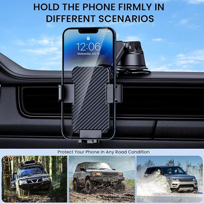 Phone Holders for Your Car [Military Grade Suction Ultra Strong Base] Cell Phone Car Holder 3 in 1 Dashboard/Windshield/Air Vent Hands-Free for iPhone Android