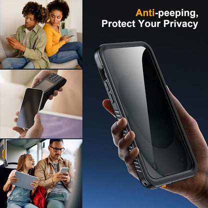 for iPhone 15 Plus Case Waterproof - Built-in Privacy Screen Protector & HD Screen Protector [IP68 Underwater] Shockproof Dustproof Full Body Protection iPhone 15 Plus Phone Case Black