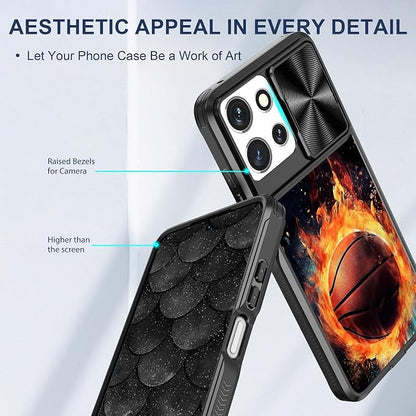for Motorola Moto G Power 5G 2025 Case with Passionate Basketball, Metal Slide Camera Cover, Screen Protector, Anti-Peeping Privacy Safeguard, Camera Lens Protector Phone Case for Moto G Power 5G