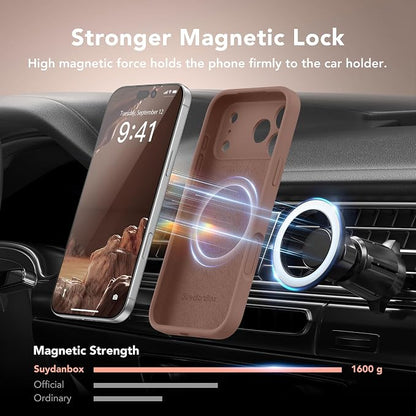 Magnetic for iPhone 17 Pro Max Case, Compatible with MagSafe, [Full Camera Protection][Screen Protector] Silicone Shockproof Protective Phone Case for iPhone 17 Pro Max 6.9", Brown