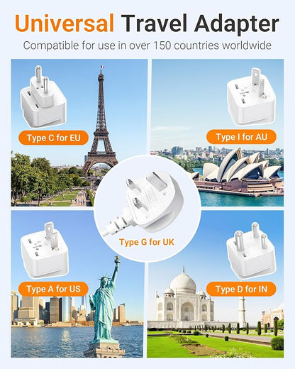 BESTEK 220V to 110V Voltage Converter, 300W Step Down Power Converter with 3 AC Outlets & 4 USB Ports(PD20W), International Travel Voltage Transformer for US Appliances, UK/EU/AU/India Plug Adapters