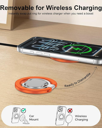 Magnetic Finger Ring for iPhone 17 Pro Max Double-Sided Magsafe Phone Grip with Kickstand Foldable &Rotatable Magsafe Cellphone Gym Loop Holder for Apple 17e 17 Air 16e 16 Pro 16 Plus 15 14 13 12 Mini