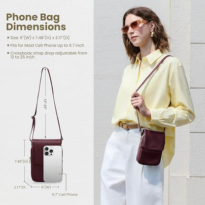 befen Genuine Leather Small Crossbody Bags for Women, Cell Phone Cross body Purse Bag with RFID Blocking Card Slots