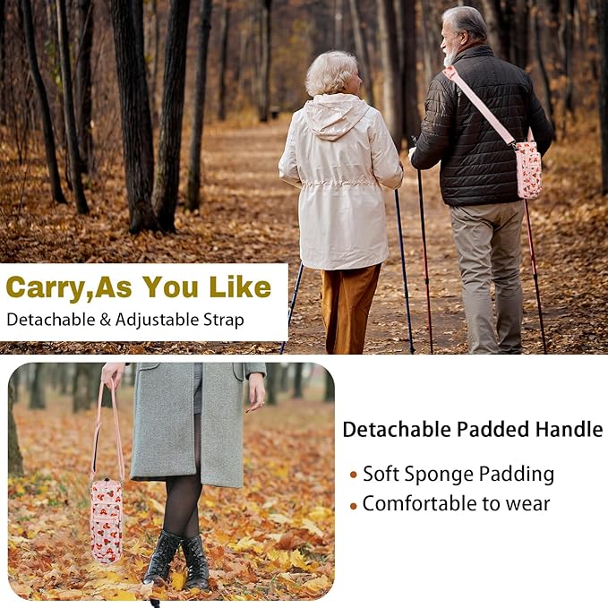 Water Bottle Carrier Bag 25oz/32oz Water Bottle Pouch Holder Adjustable Shoulder Strap Neoprene Water Bottle Sling Bag with Phone Pocket Insulated Tumbler Accessories for Walking