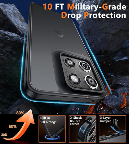 FNTCASE for Motorola Moto G-Stylus-5G-2025 Case : Frosted Translucent Matte Shockproof Slim Protective Case - Military Grade Drop Proof Anti-Fingerprint Hard Back Cell Phone Cover (6.7 inch/Black)