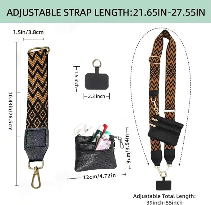 Crossbody Body Phone Holder for Women, New Phone Strap with Zippered Pouch, Adjustable Crossbody Strap