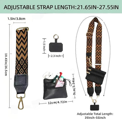 Crossbody Body Phone Holder for Women, New Phone Strap with Zippered Pouch, Adjustable Crossbody Strap