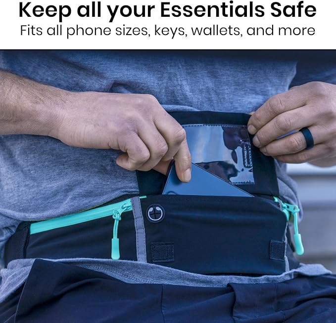 Vive Running Belt Fanny Pack for Women, Men, Kids, Adults, Jogging, Workouts- Waterproof Runners Reflective Waist Pack Bag with Phone Holder - for Fitness, Exercise, Gym, Hiking, Travel, Running Gift