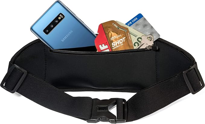 Sporteer Zephyr Ultra-Slim Running Belt - Minimalist Waist Pack for iPhone 17, 16, 15 Pro Max, Plus, Galaxy S26, S25 - Low-Profile Fitness Pouch for Slim Cases & Bare Phones