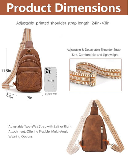 Anti Theft Crossbody Bags for Women, RFID Vegan Leather Sling Purse for Travel, Chest Bag, Cross Body Purses & Fanny Packs(Brown) | Multi-Pocket, 8 RFID Card Slots, Structured bag, Quilted Design