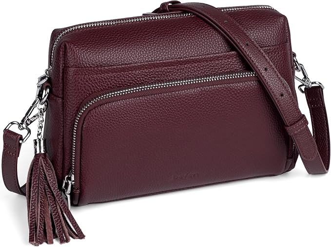 befen Genuine Leather Crossbody Purses for Women Small Crossbody Bags Purse with Built in RFID Blocking Wallet