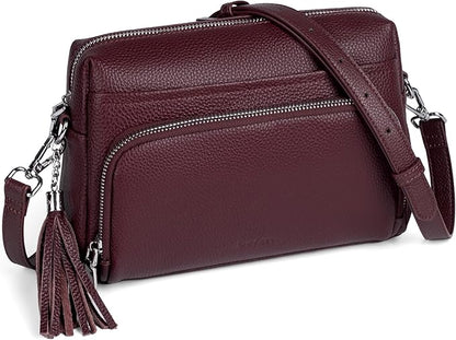 befen Genuine Leather Crossbody Purses for Women Small Crossbody Bags Purse with Built in RFID Blocking Wallet