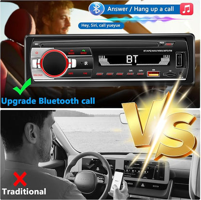 Single Din Car Stereo Bluetooth Car Radio, Car Audio with Handsfree and App Control,LSLYA 4X50W Car Radio Supports FM,AUX,USB,TF,EQ,Fast Charging | No CD DVD Player