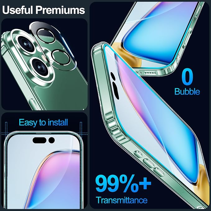 xiwxi for iPhone 16 Plus Case,with Screen Protector+Camera Lens Protector,Non-Yellowing,Military-Grade Drop Protection,Perfect Handfeel,Shockproof Bumper,Clear Slim Phone Case-6.7 inch