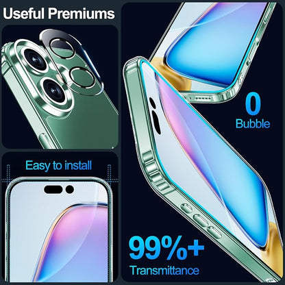 xiwxi for iPhone 16 Plus Case,with Screen Protector+Camera Lens Protector,Non-Yellowing,Military-Grade Drop Protection,Perfect Handfeel,Shockproof Bumper,Clear Slim Phone Case-6.7 inch