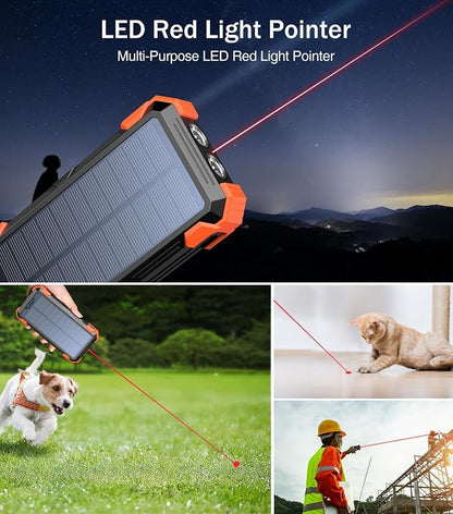 Solar Charger Power Bank, 42800mAh Wireless Portable Charger with USB-C in/Output, QC3.0 Fast Charging 15W 4 Ports Outdoor Battery Pack Built-in LED Flashlight, for iPhone, Galaxy, iPad etc