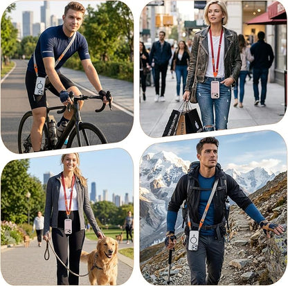 Phone Lanyard Crossbody with 2 Phone Tabs, Adjustable Anti Theft Phone Strap for iPhone & Android, Universal Skin-Friendly Cell Phone Neck Lanyard for Travel Hiking Cycling Shopping (Red)