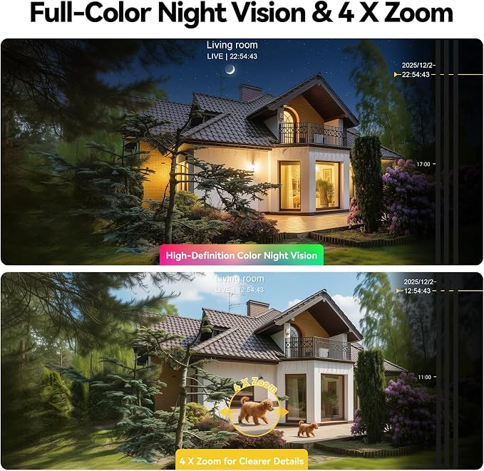 Window Camera 2 Pack, 4MP Indoor Camera with Phone App, Dual-Band WiFi 6 Cameras for Home Security with Full Color Night Vision, AI Person & Motion Detection, 24/7 Recording, Compatible with Alexa