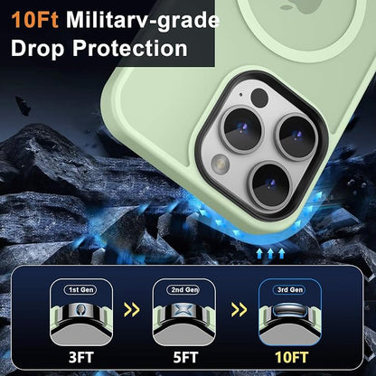 MOCCA Strong Magnetic for iPhone 14 Pro Max Case [Compatible with Magsafe] [10FT Military Grade Protective] Translucent Matte Slim Shockproof Case for iPhone 14 Pro Max 6.7" -Light Green