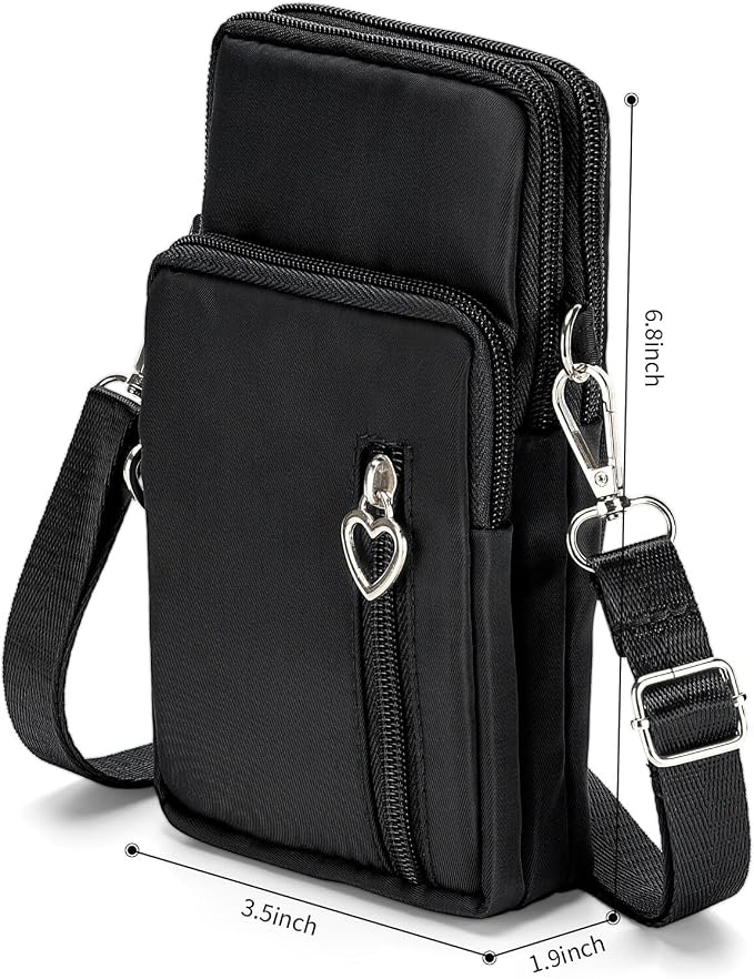 Women Cell Phone Purse Wristband Sport Armband Wallet Travel Crossbody Cell Phone Purse for Galaxy S10 Plus S9 Plus A50 A7 J7,OnePlus 6T,HTC U12 (Black)
