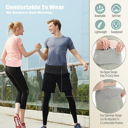 Slim Running Belt for Men Women, Running Fanny Pack, Phone Holder for Running, Waist Bag, Moisture Wicking Storage Belt Bag for Walking, Travel, Sports, Hiking, Workout