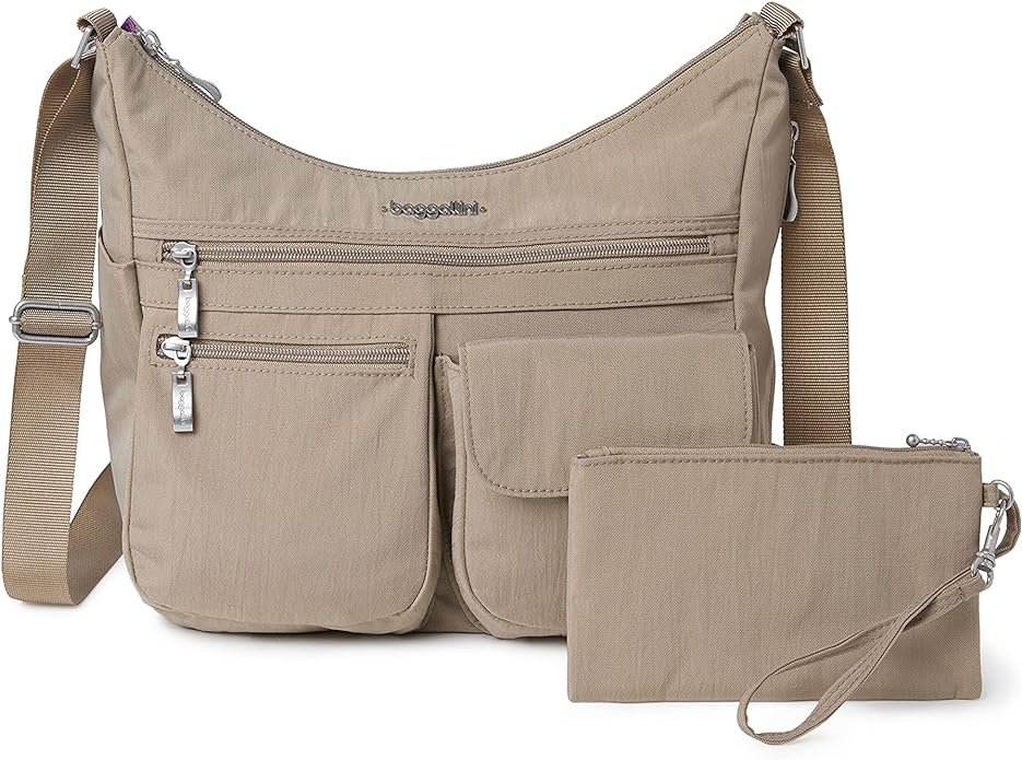 Baggallini womens Everywhere Bagg Crossbody Women 11x9 Lightweight Nylon Hobo Water-resistant Travel Bag W/Rfid