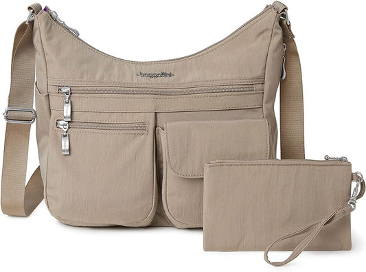Baggallini womens Everywhere Bagg Crossbody Women 11x9 Lightweight Nylon Hobo Water-resistant Travel Bag W/Rfid