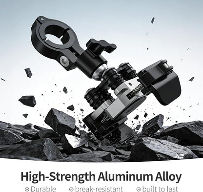 Motorcycle Phone Mount, Aluminum Bike Phone Holder with Vibration Dampener, Secure & Rotatable Holder for Motorcycle, Bike & Scooter, Fits 4.7-7'' iPhone 17/Air/16 Pro Max & Other Smartphones