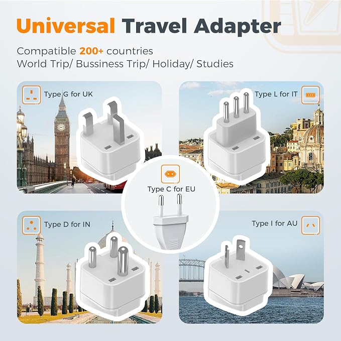 TESSAN 600W Pure Sine Wave 220V to 110V Voltage Converter | US to Europe, 4 USB Ports PD 35W QC 30W, EU/UK/AU/IT/India Plug Adaptor, Step Down Transformer, Universal Travel Adapter