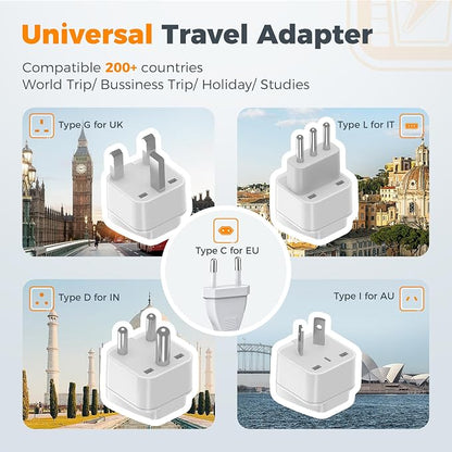 TESSAN 600W Pure Sine Wave 220V to 110V Voltage Converter | US to Europe, 4 USB Ports PD 35W QC 30W, EU/UK/AU/IT/India Plug Adaptor, Step Down Transformer, Universal Travel Adapter