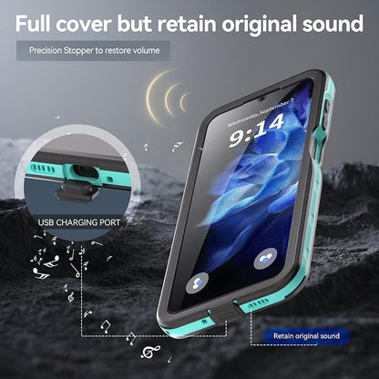 Omio for Galaxy A16 5G Waterproof Case, Full Body IP68 Underwater Clear Protective Case Built-in Screen Protector Heavy Duty Shockproof Case for Men Women, Teal