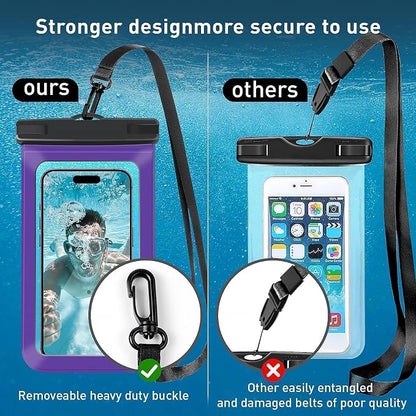 2 Pack Waterproof Phone Pouch, Universal Dry Bag Case Compatible for iPhone 17 16 15 14 13 12 Pro Max, IPX8 Beach Essentials Vacation Must Haves, Black & Bright Red - 7"