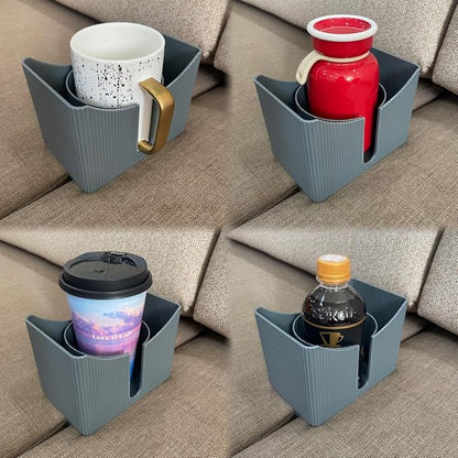 Couch Anti-Spill Drink Holder Tray, Couch Seat Cushion Cup Beverage Holder for Cups, Mugs, Bottles, Cans (Gray)