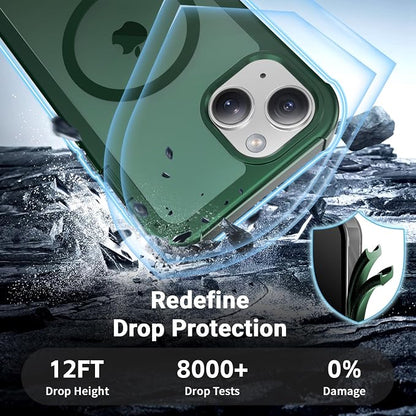 jaroco Magnetic for iPhone 14 Case, [Compatible with MagSafe][Military Grade Drop Protection][Heavy Duty Protection][Non-Slip][Shockproof] 2-Layer Durable Bumper Phone Case 6.1''-Forest Green