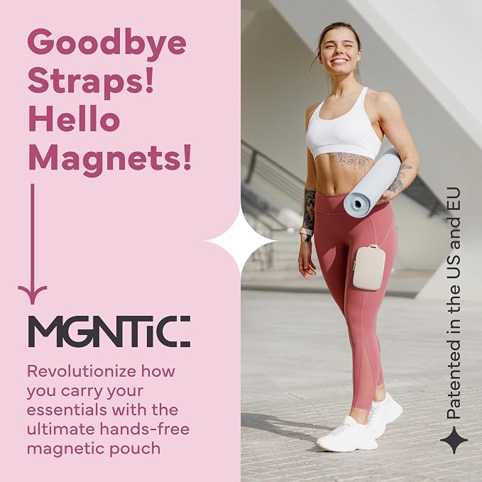 Running Phone Holder – Max Comfort Lightweight Magnetic Pouch for Running & Fitness, Strap-Free Hands-Free Carrier for Waist, Thigh or Chest – Splash Resistant, Breathable – Fits All Phones– Off-white