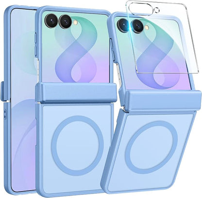 FNTCASE for Samsung Galaxy Z Flip 8 Case, Fit for Magsafe, Screen Protector | Hinge Protection, Translucent Matte, 18FT Military Grade Drop Proof, Protective Phone Cover, Light Light