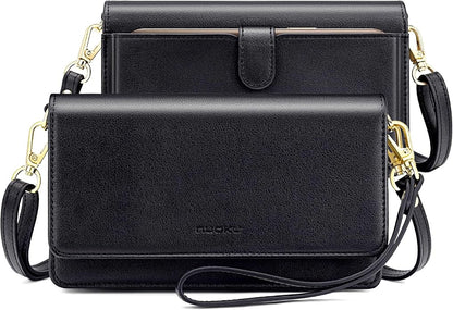 nuoku Women Small Crossbody Bag Cellphone Purse Wallet with RFID Card Slots 2 Straps Wristlet
