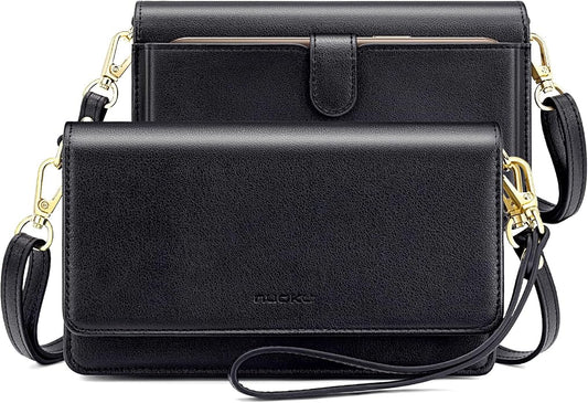 nuoku Women Small Crossbody Bag Cellphone Purse Wallet with RFID Card Slots 2 Straps Wristlet