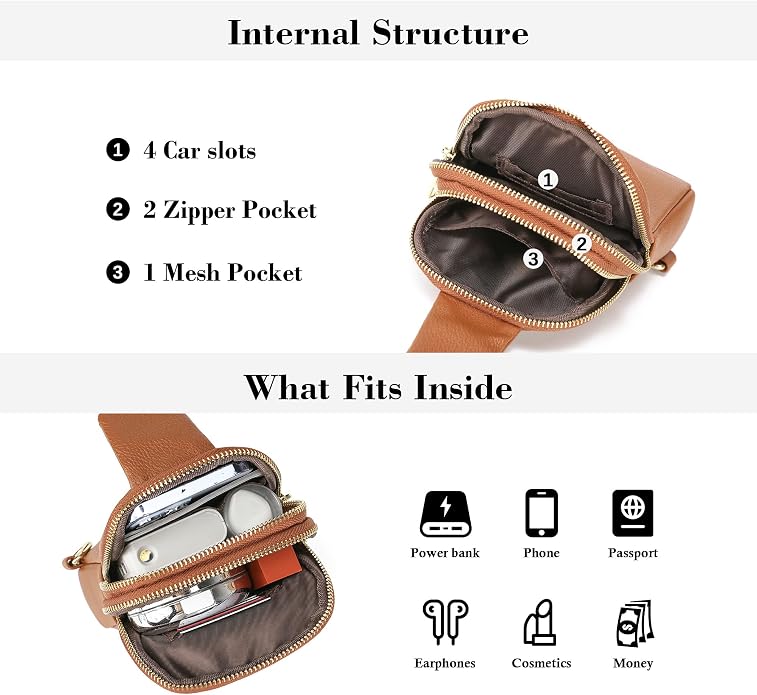 INICAT Small Sling Bag for Women Everyday & Travel Crossbody Bags Lightweight Cross Body Purses Vegan Leather