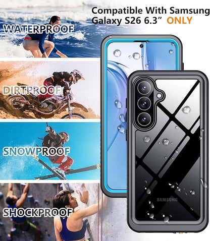 Temdan Designed for Samsung Galaxy S26 Case Waterproof, Built-in Lens & Screen Protector Military Shockproof Dropproof IP68 Underwater Full Body Phone Case for Galaxy S26 5G 6.3"-LightBlue (2026)